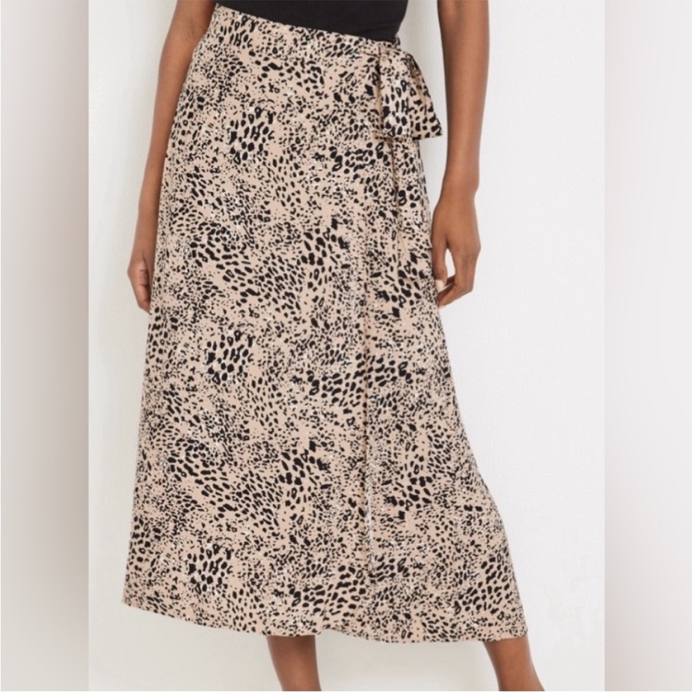 Maurice's Leopard Print Faux Wrap Midi Skirt Size Medium
